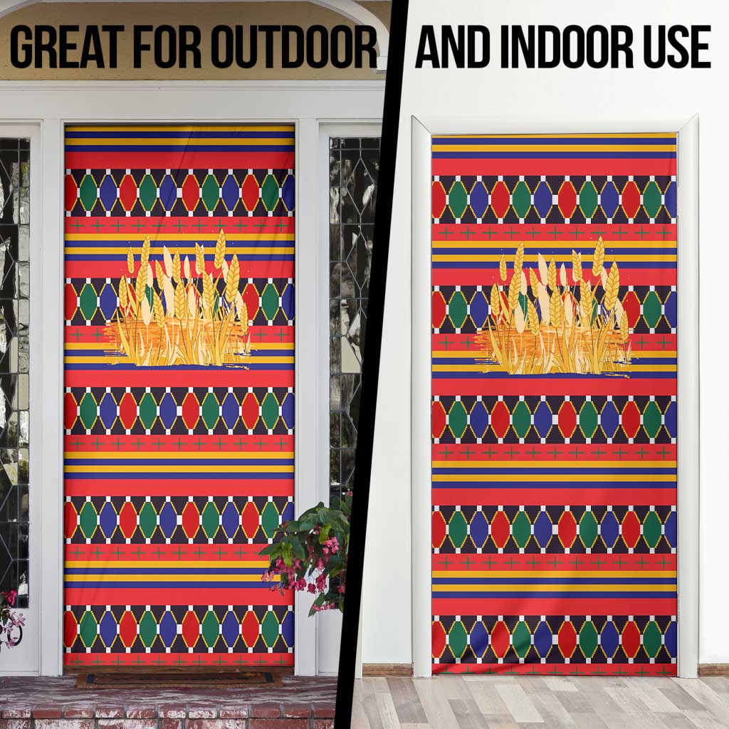 Burkina Faso Door Cover with Red Green Blue Geometric - Wonder Print Shop