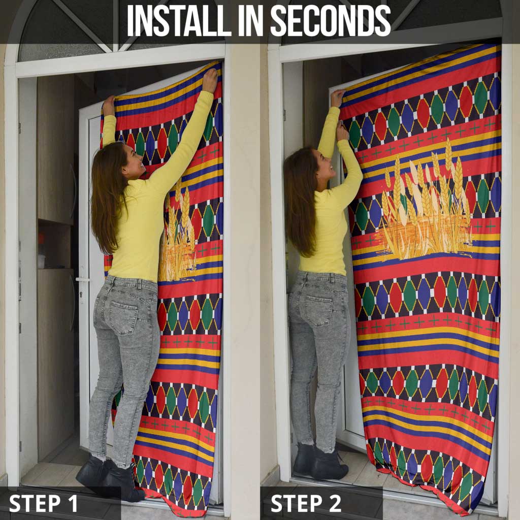 Burkina Faso Door Cover with Red Green Blue Geometric - Wonder Print Shop