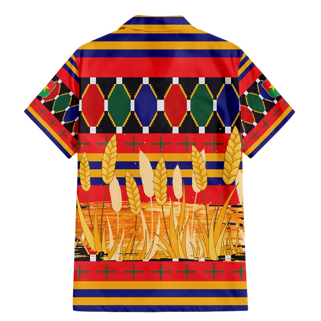 Burkina Faso Family Matching Mermaid Dress and Hawaiian Shirt with Red Green Blue Geometric - Wonder Print Shop