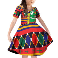 Burkina Faso Family Matching Off Shoulder Short Dress and Hawaiian Shirt with Red Green Blue Geometric - Wonder Print Shop