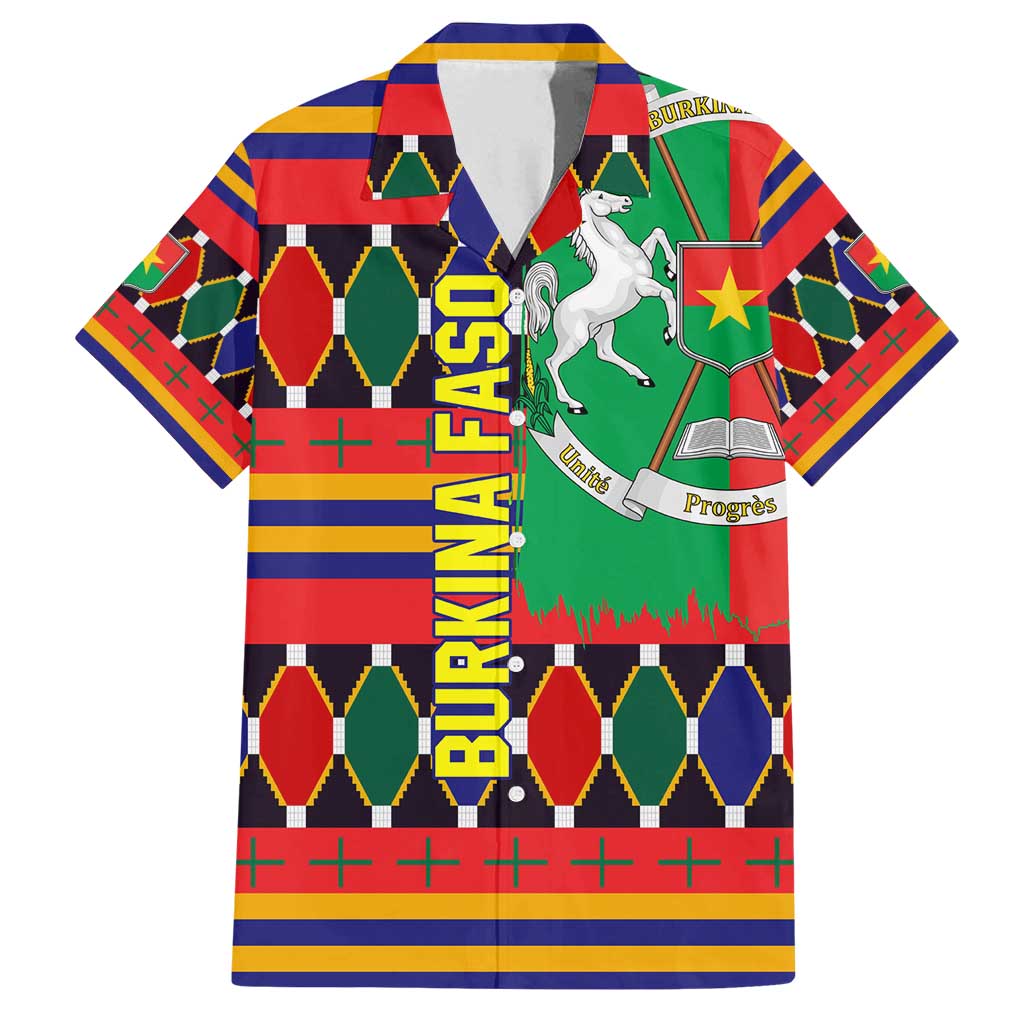 Burkina Faso Family Matching Off Shoulder Short Dress and Hawaiian Shirt with Red Green Blue Geometric - Wonder Print Shop