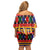 Burkina Faso Family Matching Off Shoulder Short Dress and Hawaiian Shirt with Red Green Blue Geometric - Wonder Print Shop
