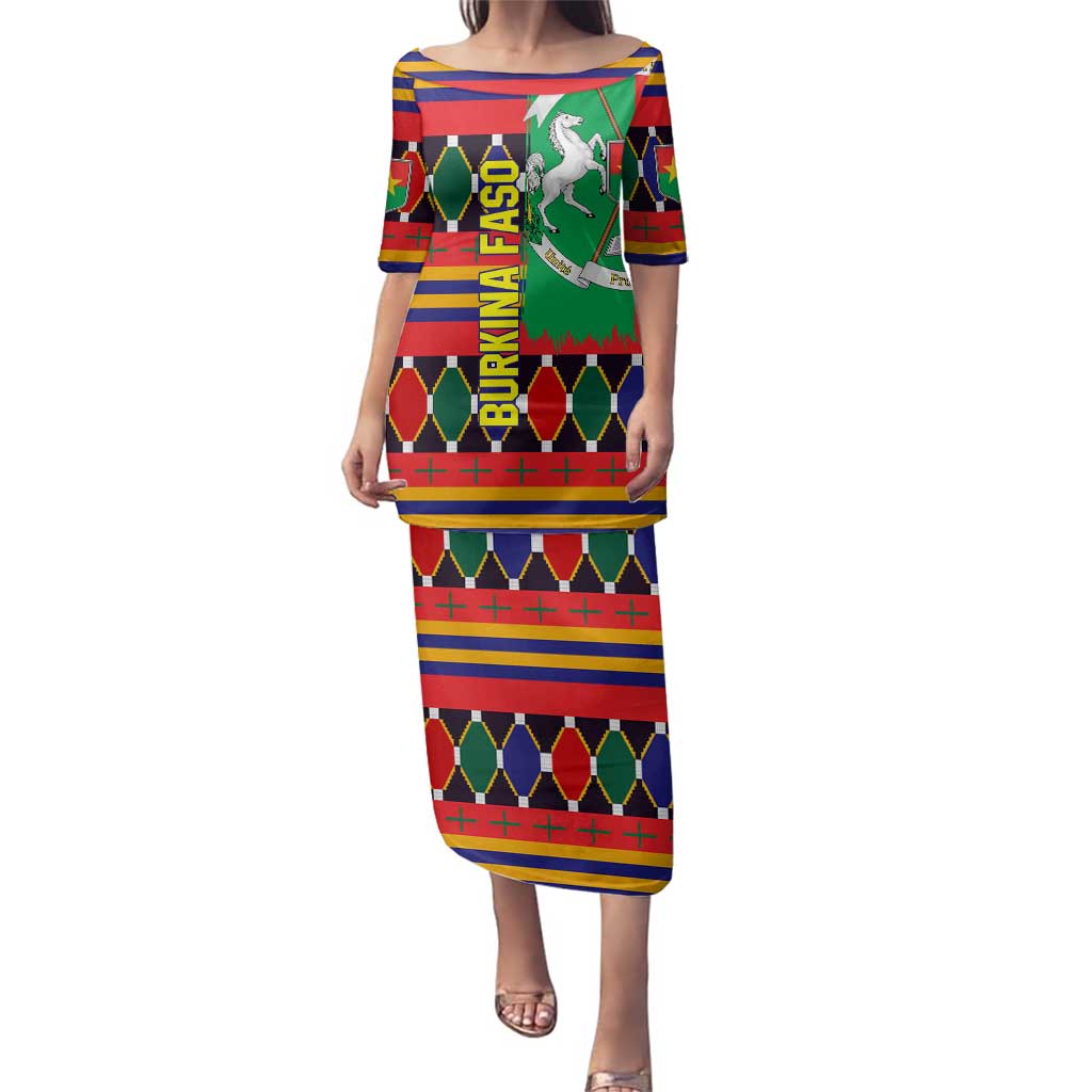 Burkina Faso Family Matching Puletasi and Hawaiian Shirt with Red Green Blue Geometric - Wonder Print Shop