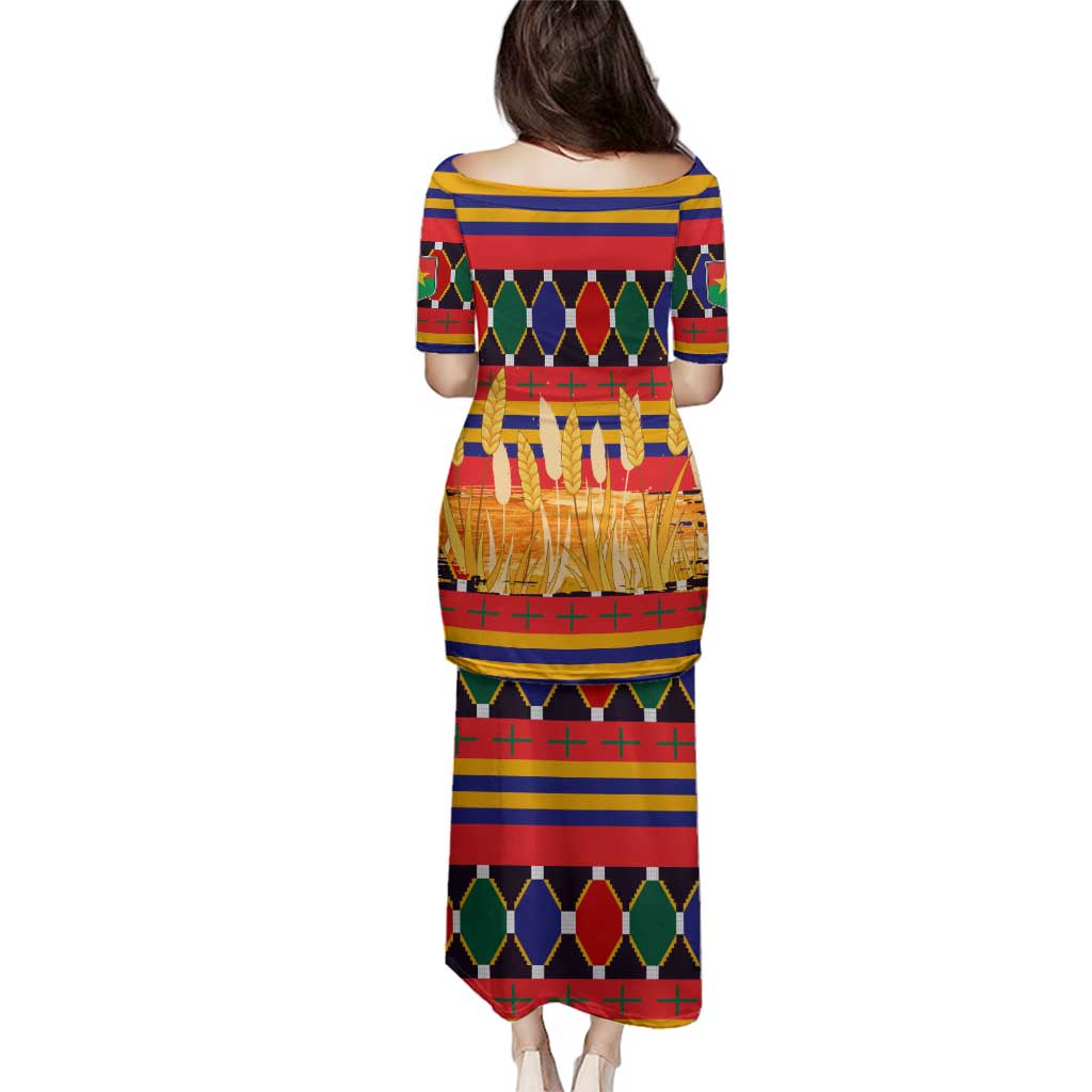 Burkina Faso Family Matching Puletasi and Hawaiian Shirt with Red Green Blue Geometric - Wonder Print Shop