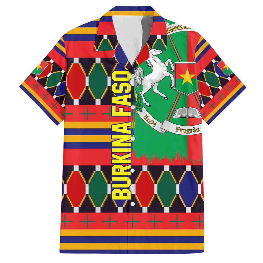 Burkina Faso Family Matching Short Sleeve Bodycon Dress and Hawaiian Shirt with Red Green Blue Geometric - Wonder Print Shop