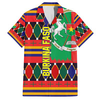 Burkina Faso Family Matching Short Sleeve Bodycon Dress and Hawaiian Shirt with Red Green Blue Geometric - Wonder Print Shop