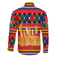 Burkina Faso Family Matching Short Sleeve Bodycon Dress and Hawaiian Shirt with Red Green Blue Geometric - Wonder Print Shop