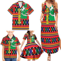 Burkina Faso Family Matching Summer Maxi Dress and Hawaiian Shirt with Red Green Blue Geometric - Wonder Print Shop