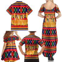 Burkina Faso Family Matching Summer Maxi Dress and Hawaiian Shirt with Red Green Blue Geometric - Wonder Print Shop
