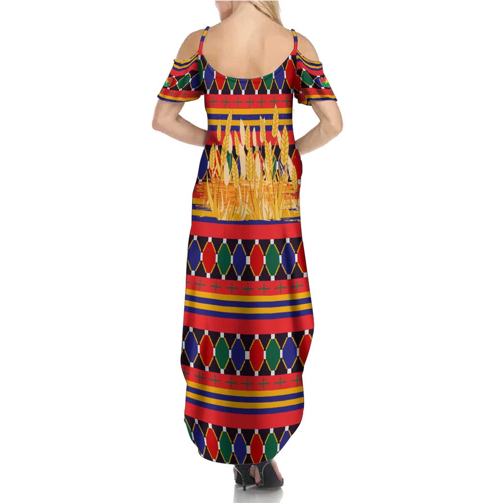 Burkina Faso Family Matching Summer Maxi Dress and Hawaiian Shirt with Red Green Blue Geometric - Wonder Print Shop