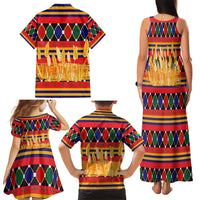 Burkina Faso Family Matching Tank Maxi Dress and Hawaiian Shirt with Red Green Blue Geometric - Wonder Print Shop