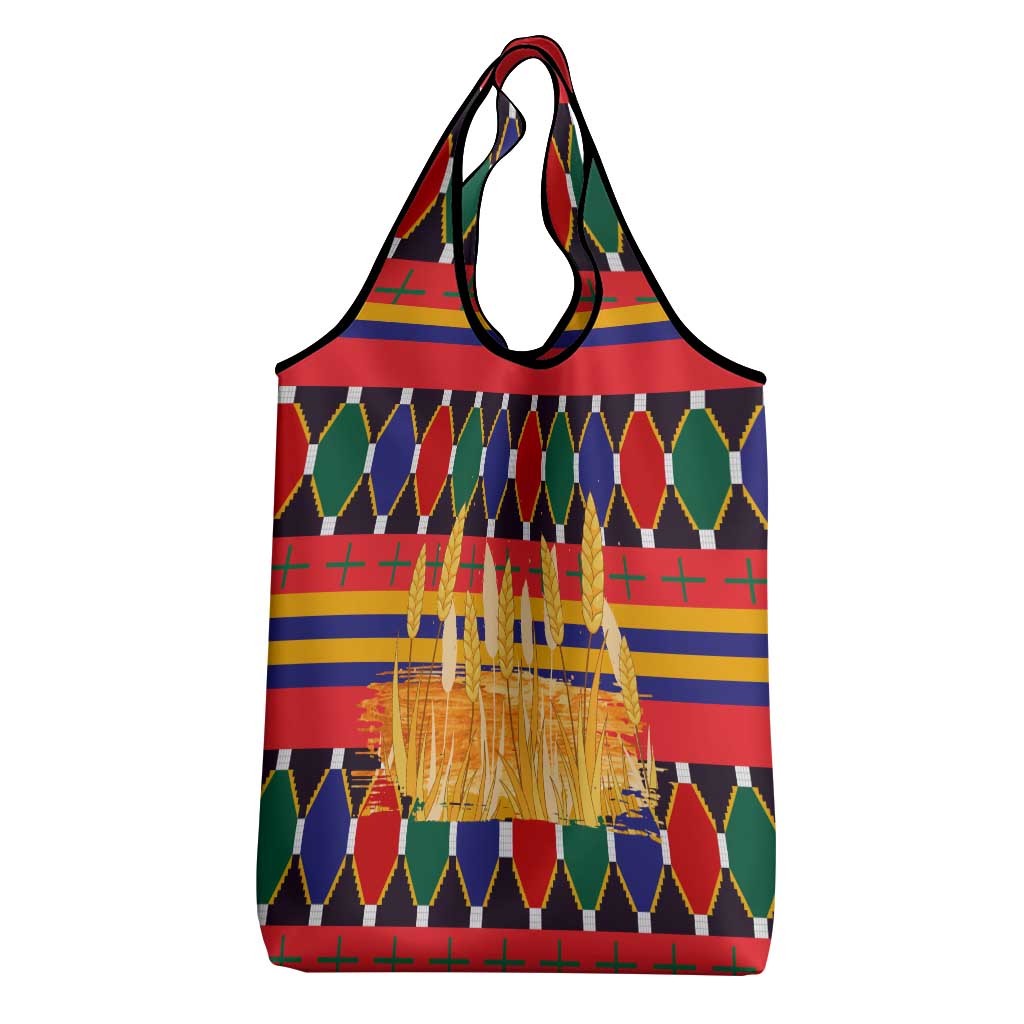 Burkina Faso Grocery Bag with Red Green Blue Geometric - Wonder Print Shop