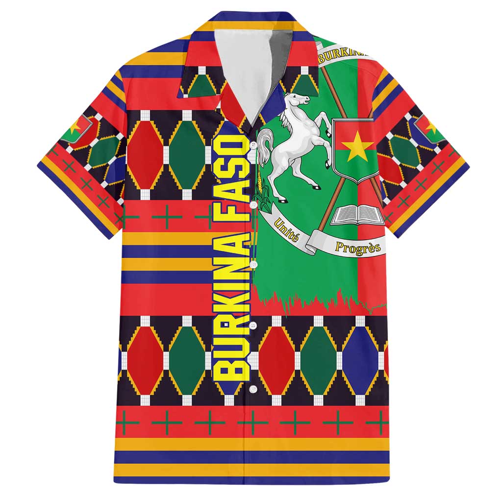 Burkina Faso Hawaiian Shirt with Red Green Blue Geometric - Wonder Print Shop