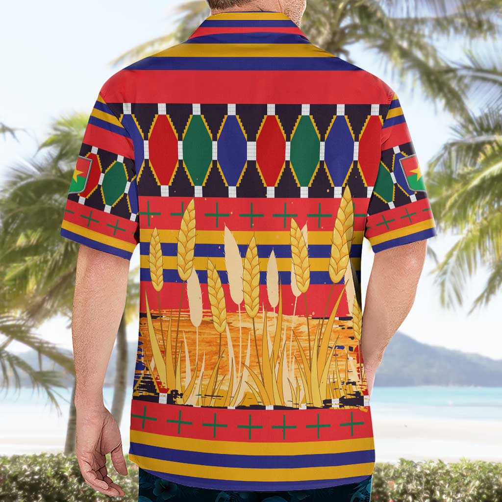 Burkina Faso Hawaiian Shirt with Red Green Blue Geometric - Wonder Print Shop