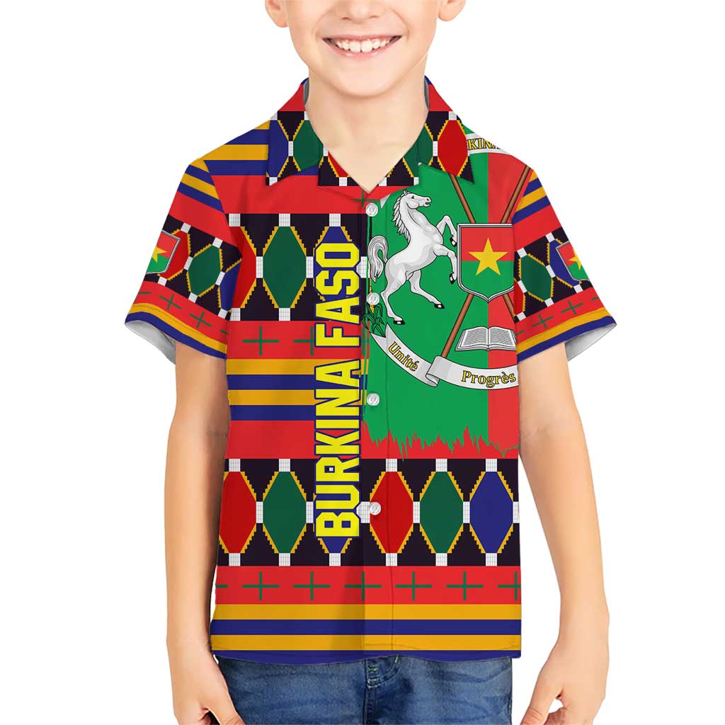 Burkina Faso Hawaiian Shirt with Red Green Blue Geometric - Wonder Print Shop