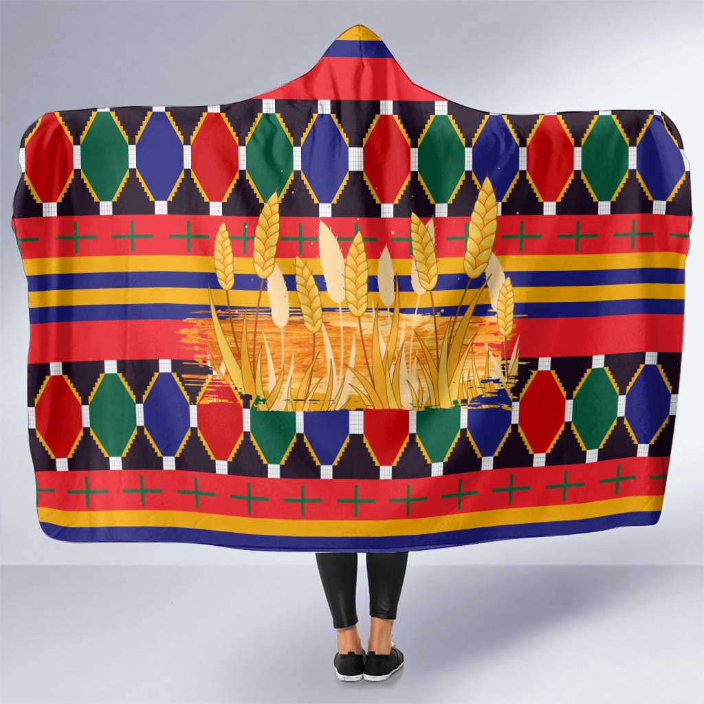 Burkina Faso Hooded Blanket with Red Green Blue Geometric - Wonder Print Shop