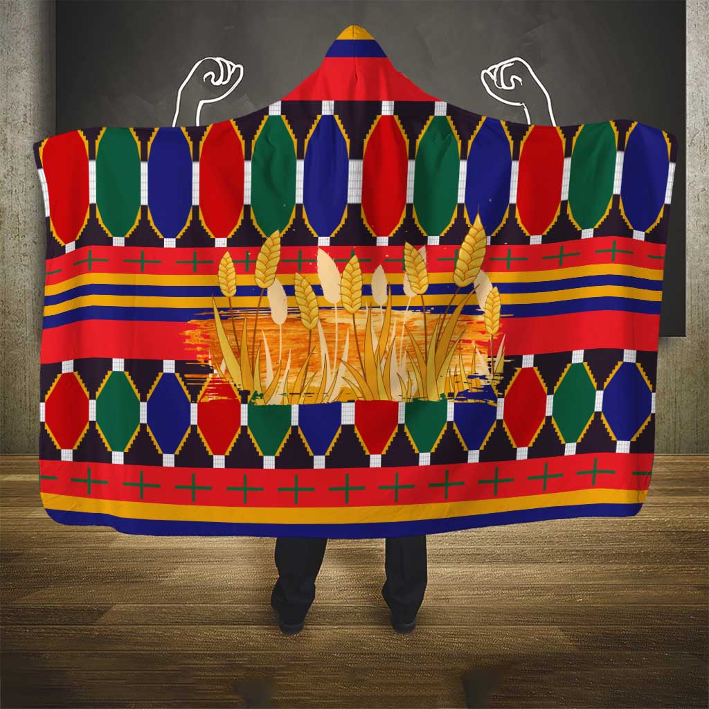 Burkina Faso Hooded Blanket with Red Green Blue Geometric - Wonder Print Shop