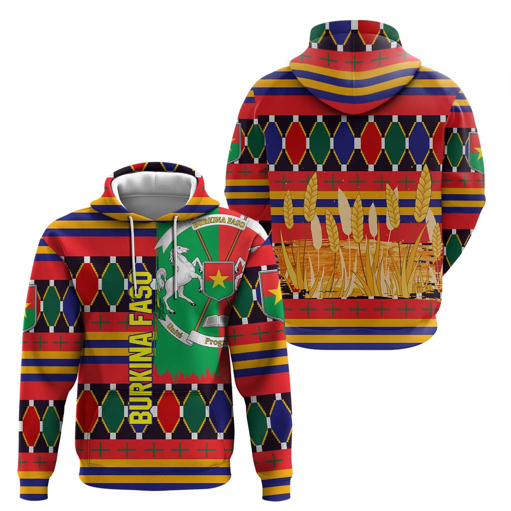 Burkina Faso Hoodie with Red Green Blue Geometric - Wonder Print Shop