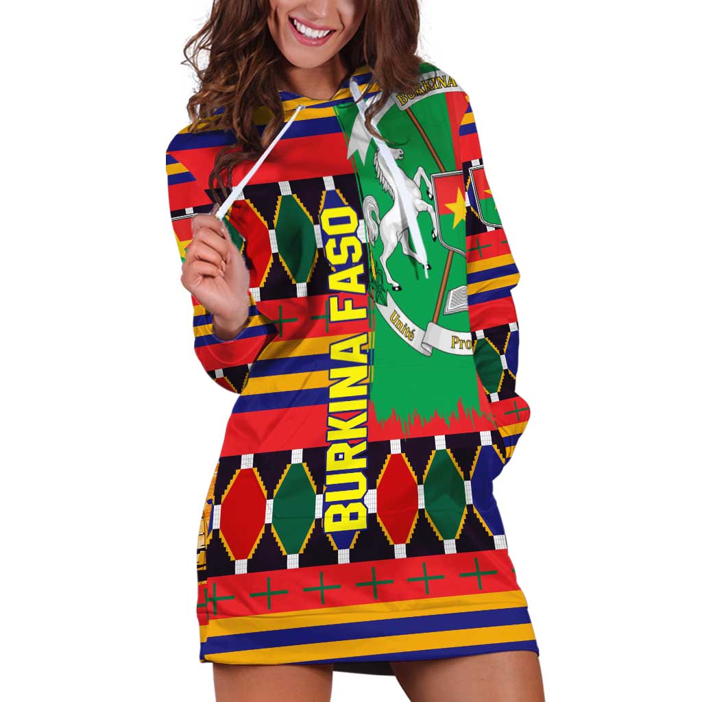 Burkina Faso Hoodie Dress with Red Green Blue Geometric - Wonder Print Shop