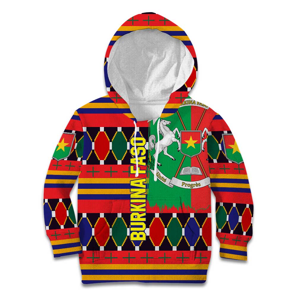 Burkina Faso Kid Hoodie with Red Green Blue Geometric - Wonder Print Shop