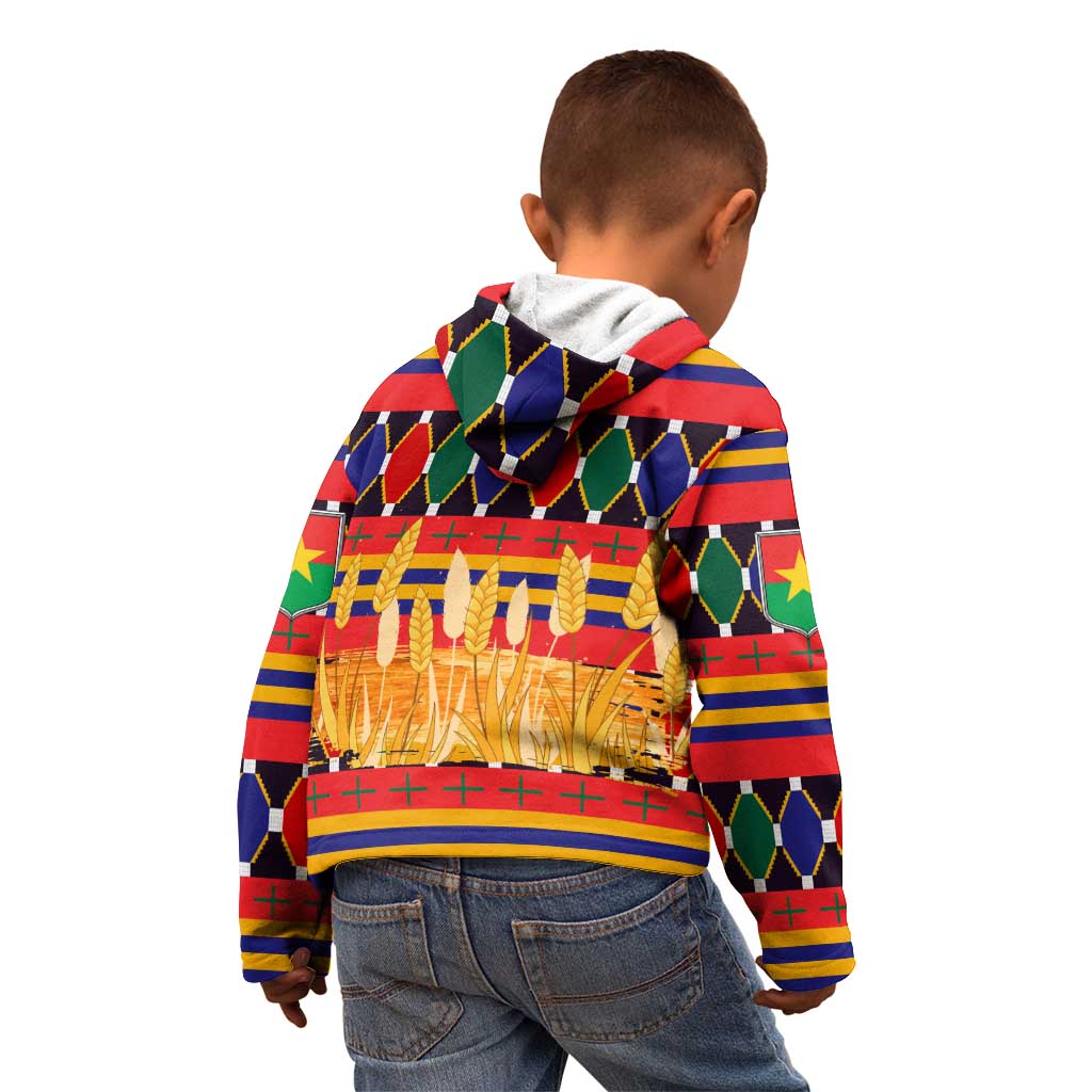 Burkina Faso Kid Hoodie with Red Green Blue Geometric - Wonder Print Shop