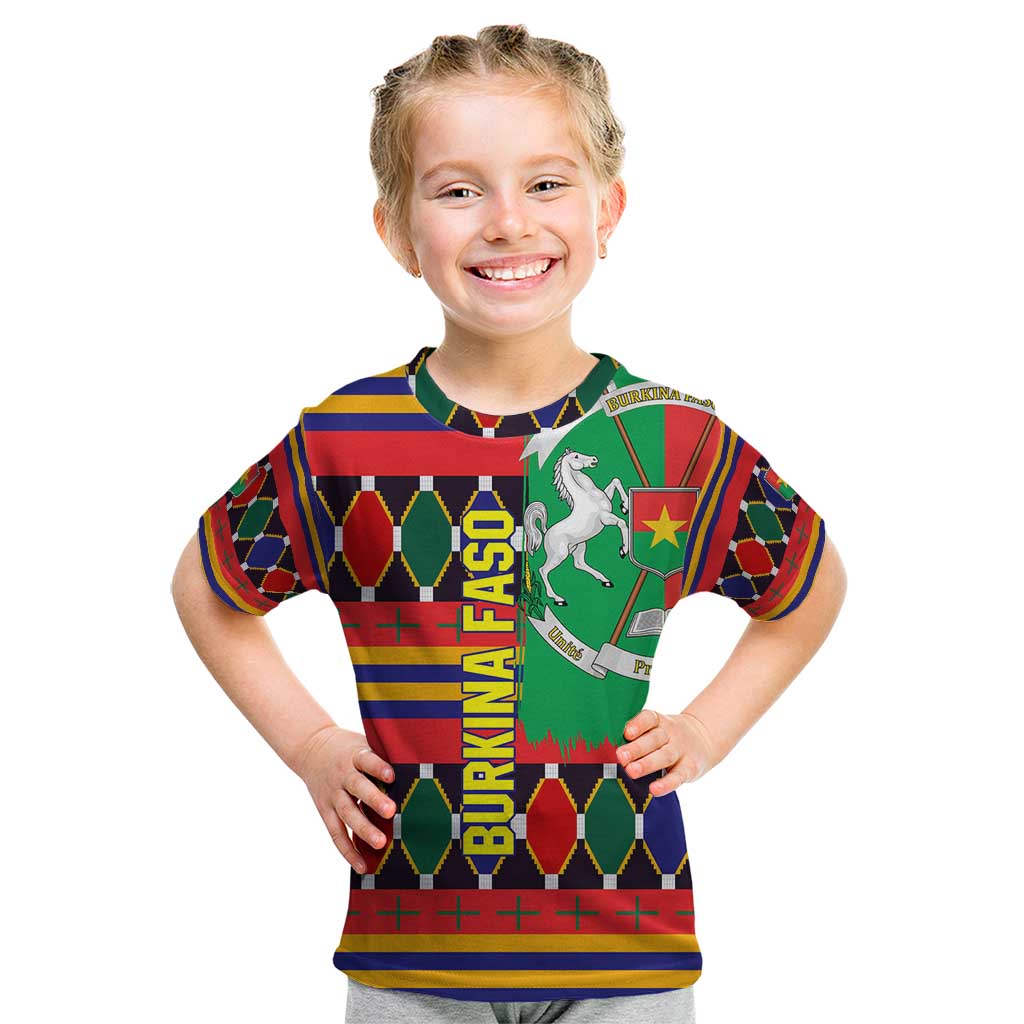 Burkina Faso Kid T Shirt with Red Green Blue Geometric - Wonder Print Shop