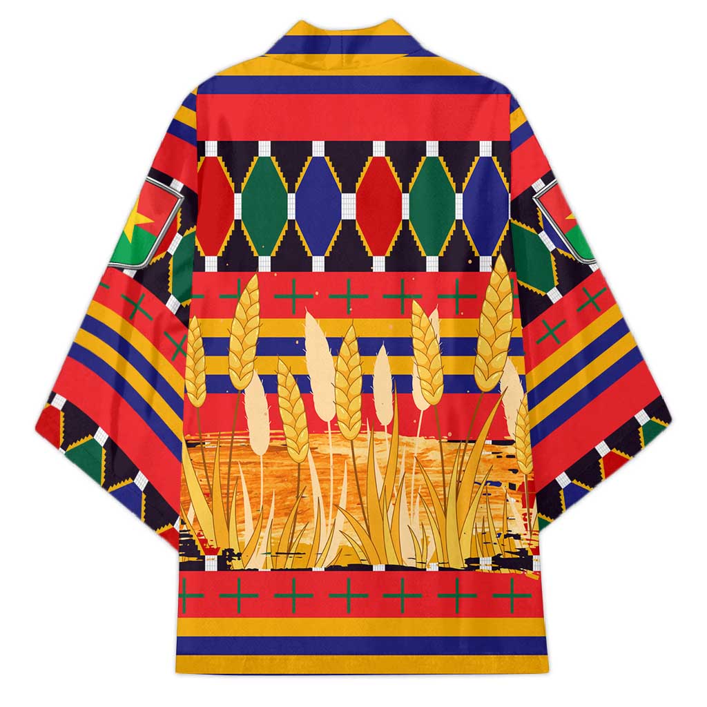 Burkina Faso Kimono with Red Green Blue Geometric - Wonder Print Shop