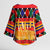 Burkina Faso Kimono Sleeve Blouse with Red Green Blue Geometric - Wonder Print Shop