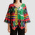 Burkina Faso Kimono Sleeve Blouse with Red Green Blue Geometric - Wonder Print Shop