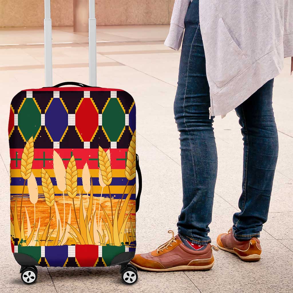 Burkina Faso Luggage Cover with Red Green Blue Geometric - Wonder Print Shop