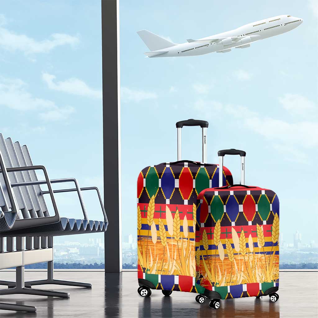 Burkina Faso Luggage Cover with Red Green Blue Geometric - Wonder Print Shop