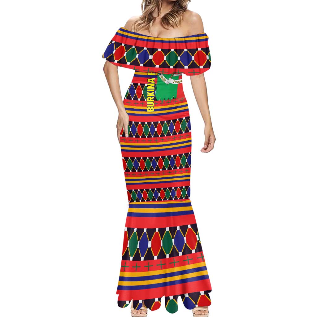 Burkina Faso Mermaid Dress with Red Green Blue Geometric - Wonder Print Shop