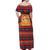 Burkina Faso Off Shoulder Maxi Dress with Red Green Blue Geometric - Wonder Print Shop