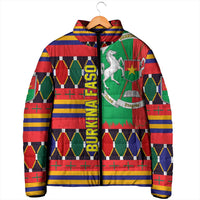 Burkina Faso Padded Jacket with Red Green Blue Geometric - Wonder Print Shop