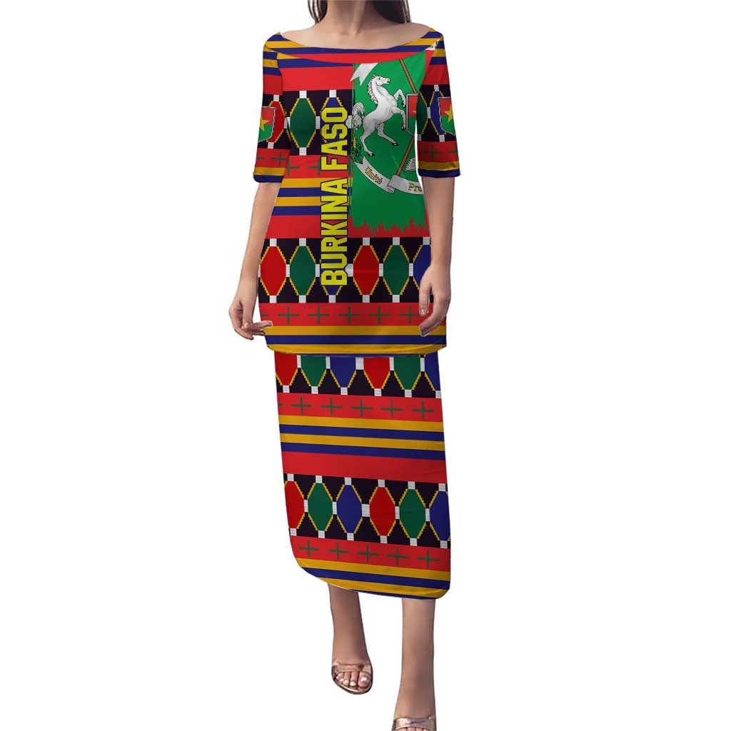 Burkina Faso Puletasi with Red Green Blue Geometric - Wonder Print Shop