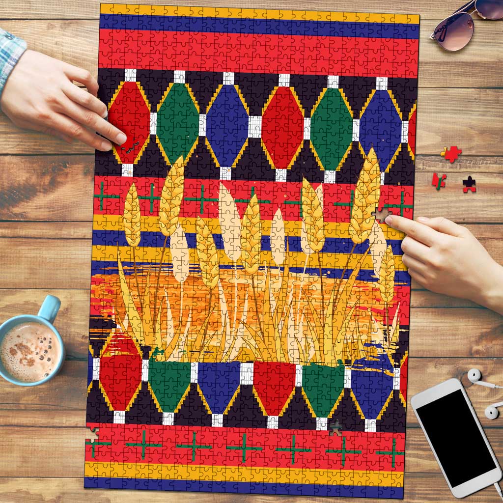 Burkina Faso Puzzle with Red Green Blue Geometric - Wonder Print Shop