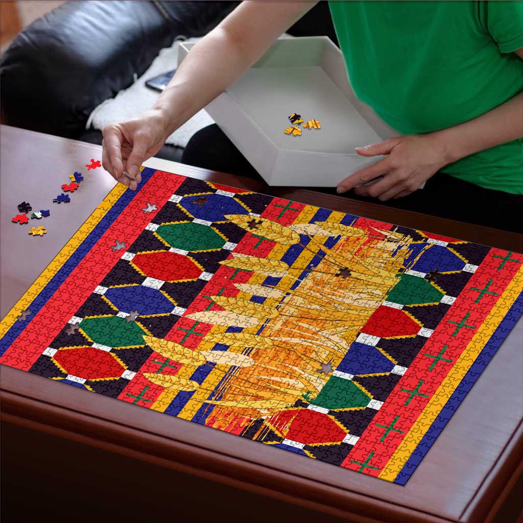Burkina Faso Puzzle with Red Green Blue Geometric - Wonder Print Shop