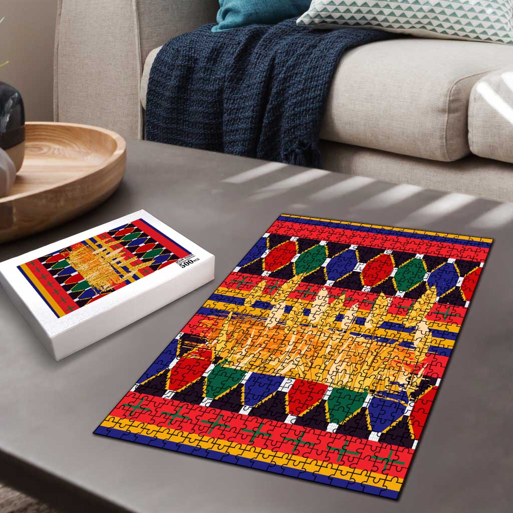 Burkina Faso Puzzle with Red Green Blue Geometric - Wonder Print Shop