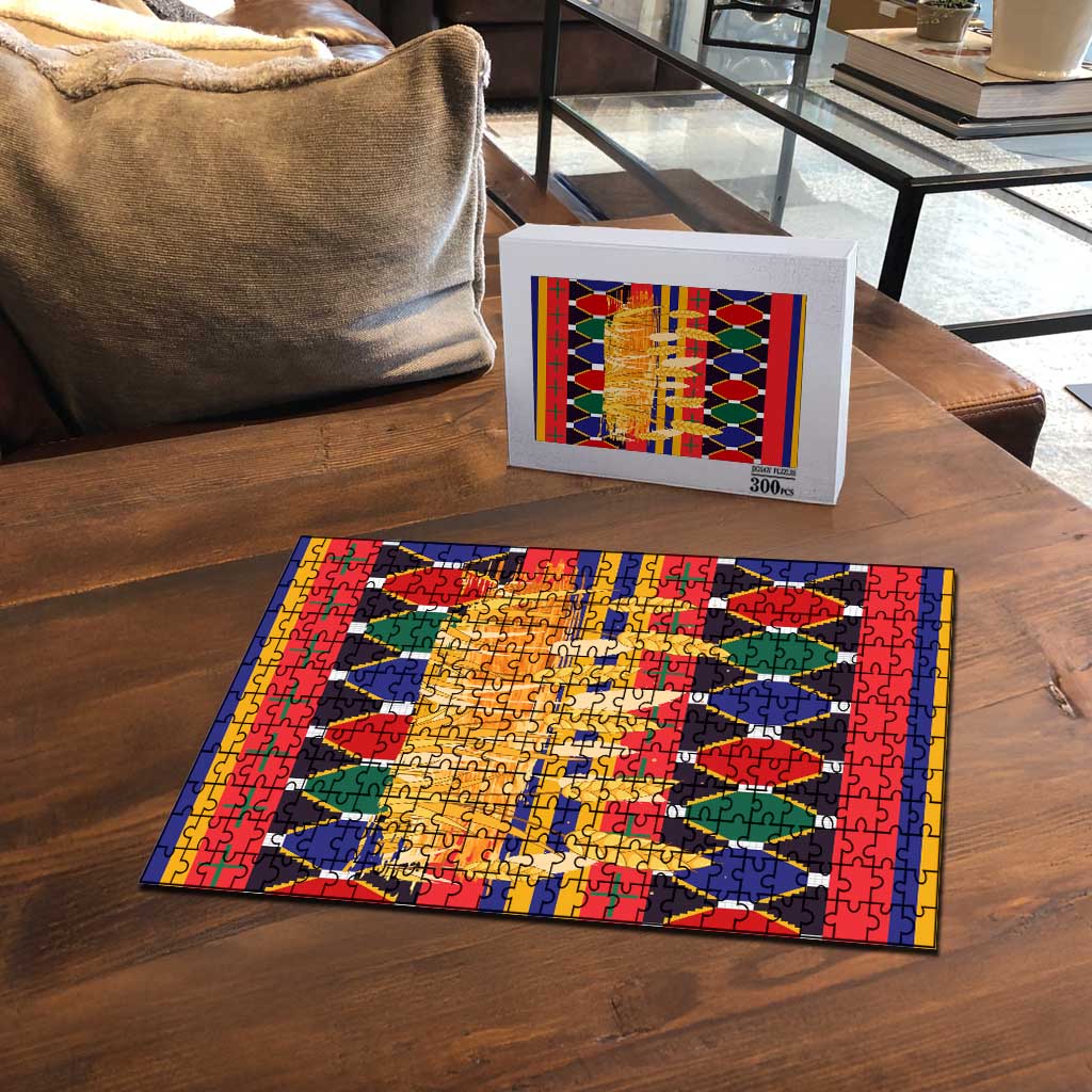 Burkina Faso Puzzle with Red Green Blue Geometric - Wonder Print Shop