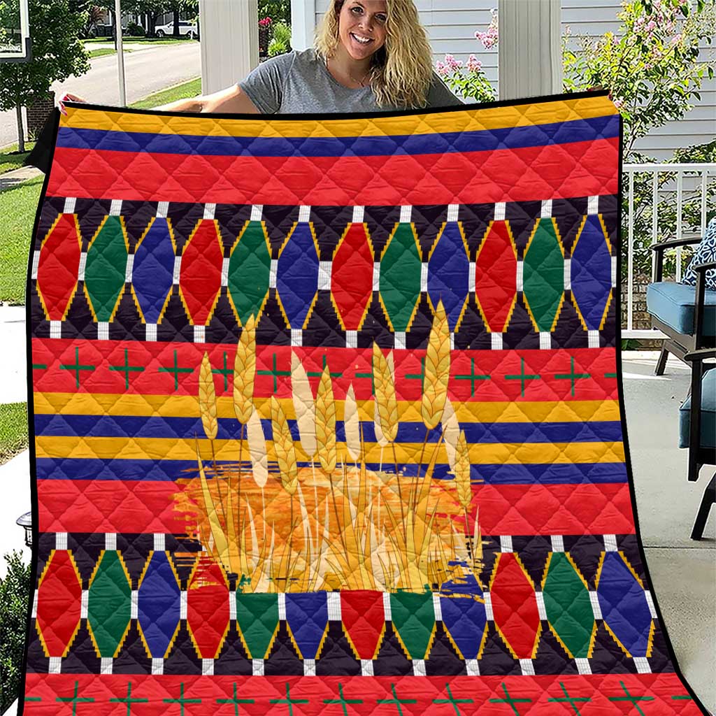 Burkina Faso Quilt with Red Green Blue Geometric - Wonder Print Shop