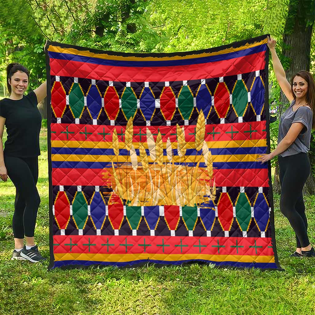 Burkina Faso Quilt with Red Green Blue Geometric - Wonder Print Shop