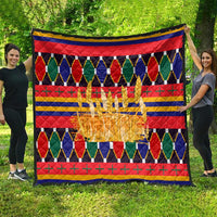 Burkina Faso Quilt with Red Green Blue Geometric - Wonder Print Shop