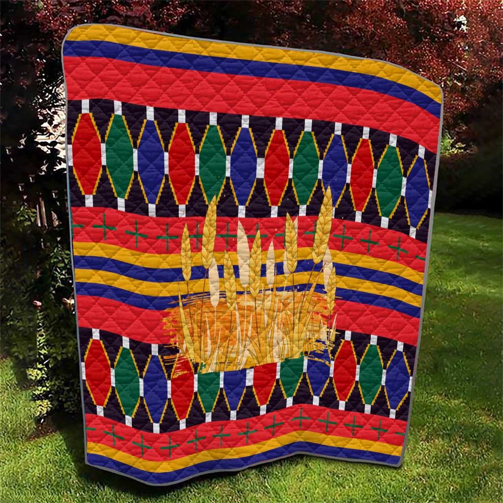 Burkina Faso Quilt with Red Green Blue Geometric - Wonder Print Shop