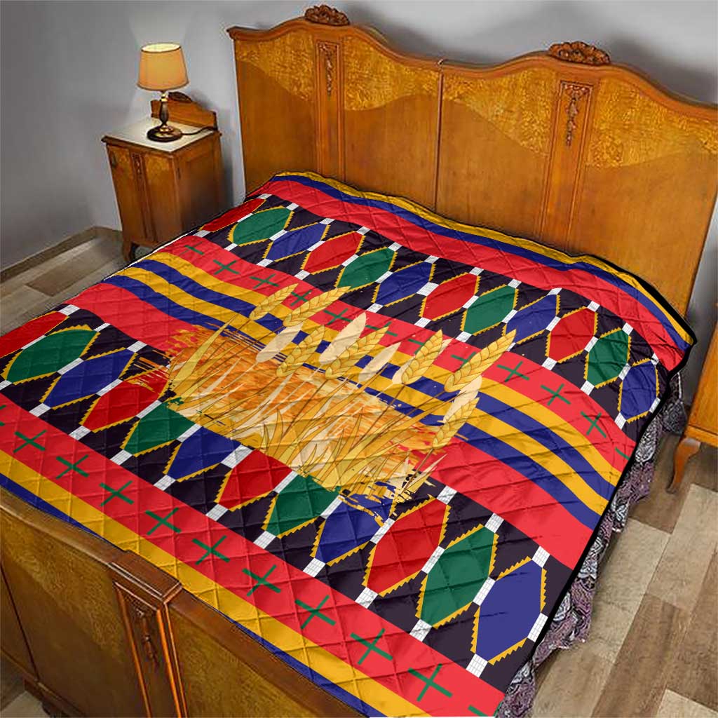 Burkina Faso Quilt with Red Green Blue Geometric - Wonder Print Shop