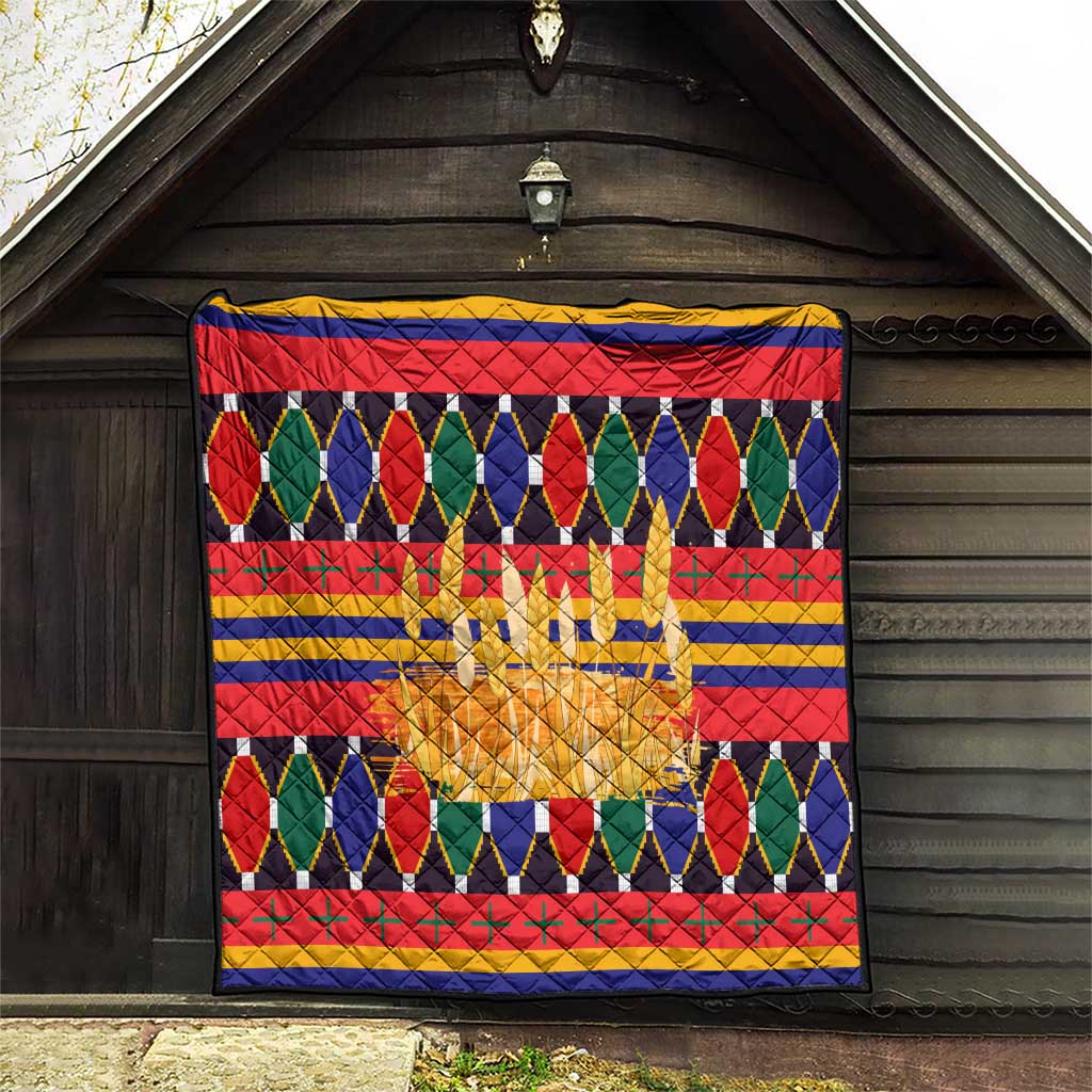 Burkina Faso Quilt with Red Green Blue Geometric - Wonder Print Shop