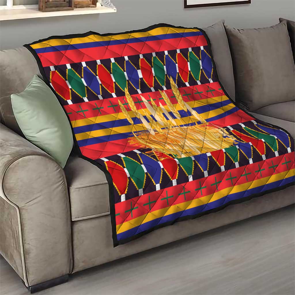 Burkina Faso Quilt with Red Green Blue Geometric - Wonder Print Shop