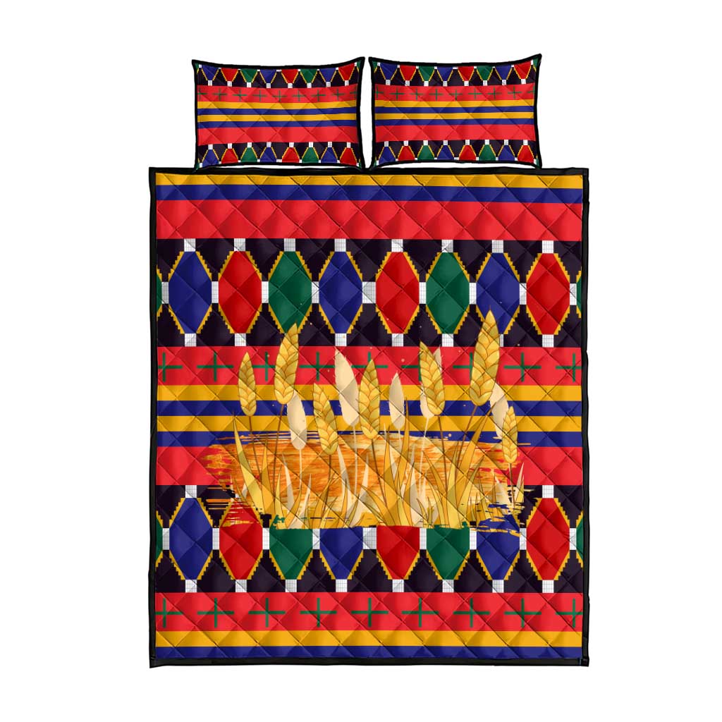 Burkina Faso Quilt Bed Set with Red Green Blue Geometric - Wonder Print Shop
