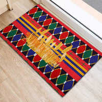 Burkina Faso Rubber Doormat with Red Green Blue Geometric - Wonder Print Shop
