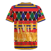 Burkina Faso Rugby Jersey with Red Green Blue Geometric - Wonder Print Shop