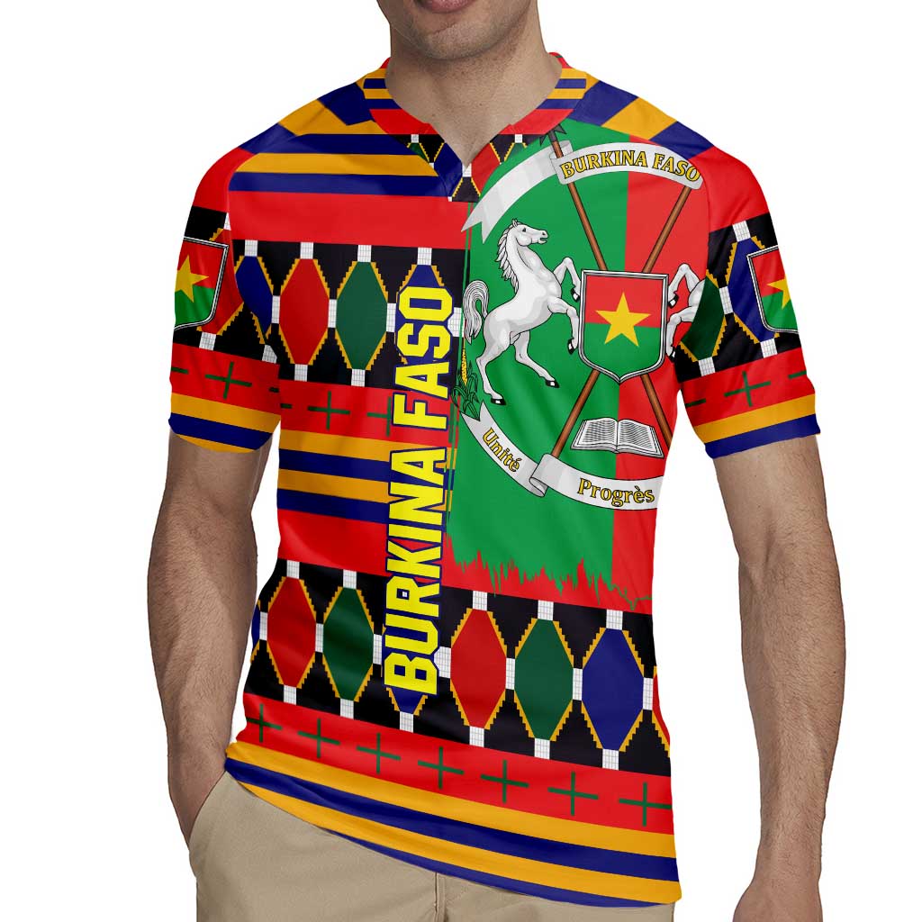 Burkina Faso Rugby Jersey with Red Green Blue Geometric - Wonder Print Shop